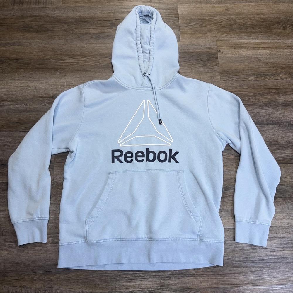 Reebok North Carolina Blue Pullover Hoodie Mens Large White Outline Delta Logo